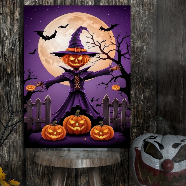 Póster Spooky Pumpkin Witch with Full Moon Poster (Subido por el creador)