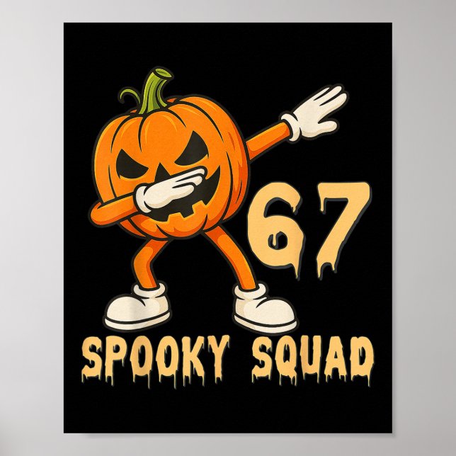 Póster Spooky Squad Pumpkin 67 Halloween Meme 6 7 Numbers (Frente)