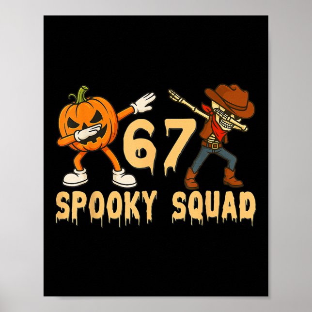 Póster Spooky Squad Pumpkin 67 Halloween Meme 6 7 Numbers (Frente)
