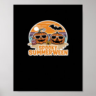 Póster Spooky Summerween - Calabazas en la Playa Clásico
