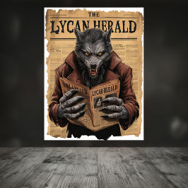 Póster Spooky Werewolf Vintage Halloween