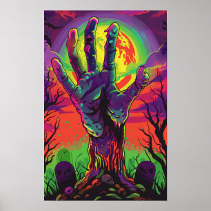Póster Spooky Zombie Hand Rising Poster