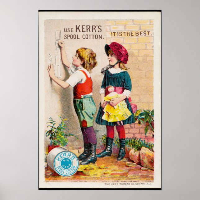 Póster Spool Cotton, publicidad vintage (Frente)