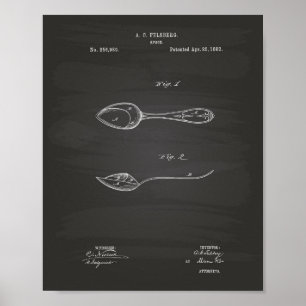 Póster Spoon 1882 Patent Art - Chalkboard