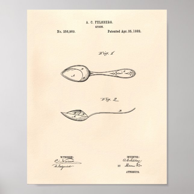 Póster Spoon 1882 Patent Art - Old Peper (Frente)