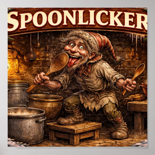 Póster Spoon Licker Icelandic Yule Lad postcard  (Frente)