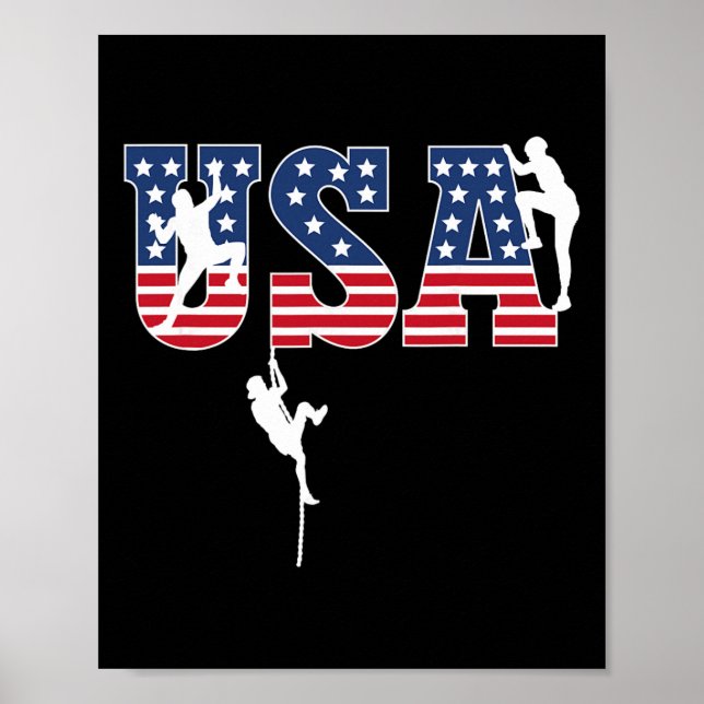 Póster Sport Climbing Usa Flag Proud American Patriotic C (Frente)