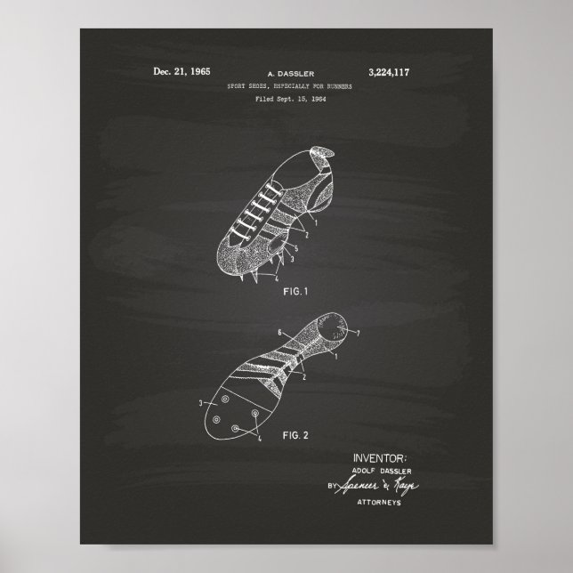 Póster Sport Shoe Runner 1965 Patent Art Chalkboard (Frente)