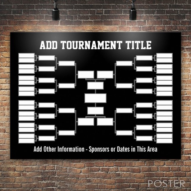 Póster Sports Tournament Bracket black (Custom Poster)