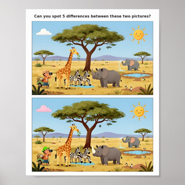 Póster Spot the Difference Fun Poster for Kids – Brain Te (Frente)
