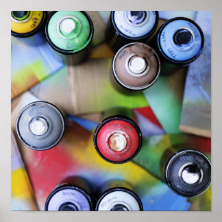 Póster Spraycans coloridos