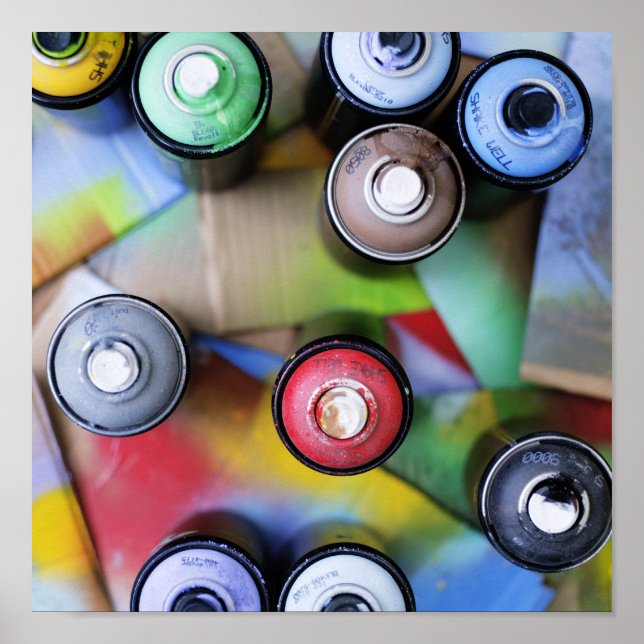 Póster Spraycans coloridos (Frente)