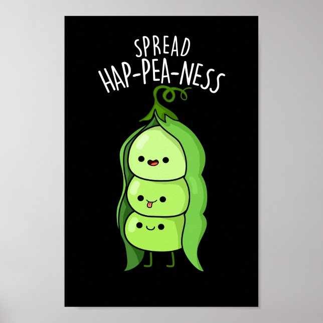 Póster Spread Hap-pea-ness Funny Peas Pun Dark BG (Frente)