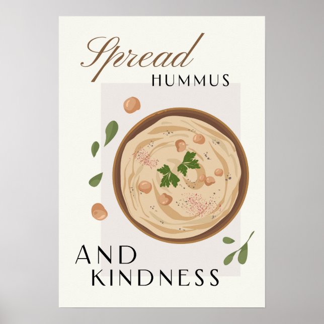 Póster Spread Hummus and Kindness Kitchen Decor (Frente)