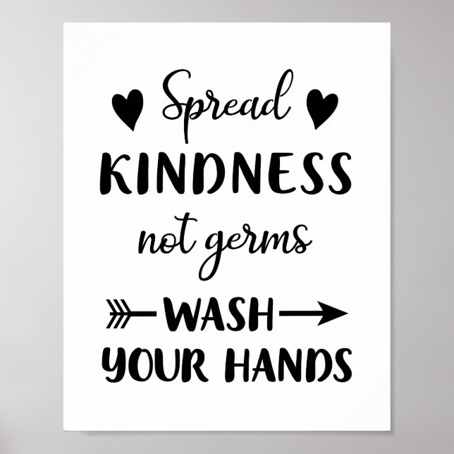 Póster Spread Kindness Not Germs Wash Your Hands Bathroom (Frente)