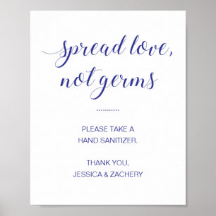 Póster Spread Love Not Germs Blue Hand Sanitizer Boda