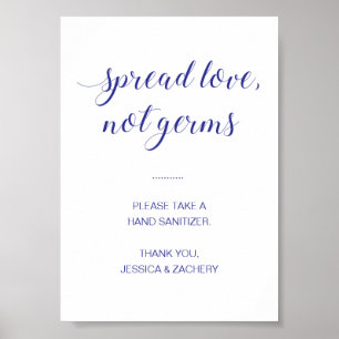 Póster Spread Love Not Germs Blue Hand Sanitizer Boda
