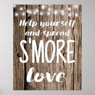 Póster Spread S'mores Love Boda Rótulo Luces de cadenas