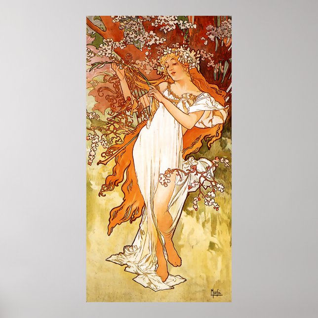 Póster Spring Alfons Mucha Art Nouveau (Frente)