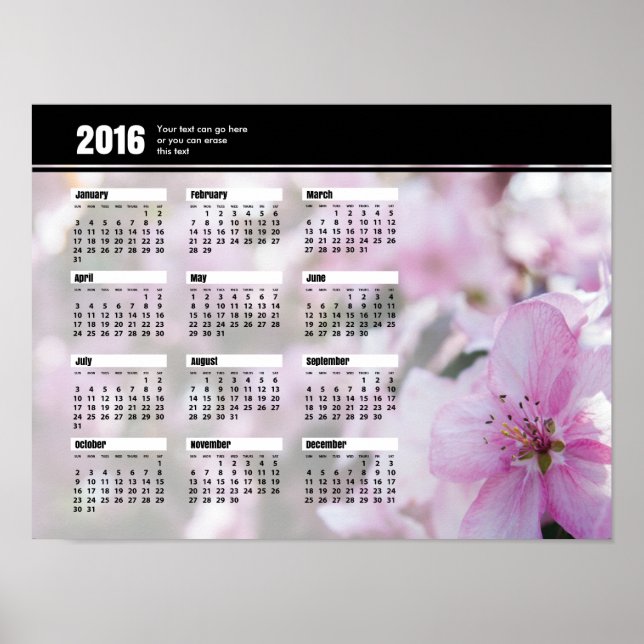 Póster Spring Blossoms Calendar 2016 (Frente)