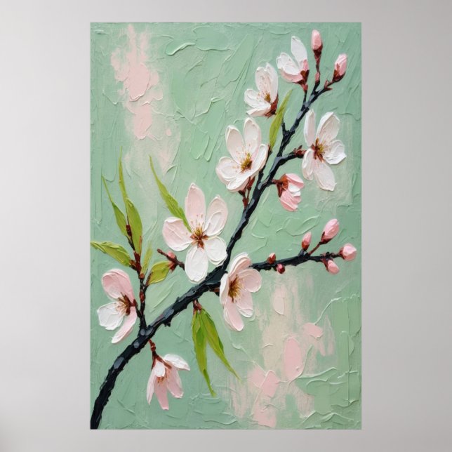 Póster Spring Blossoms Oil Painting on Canvas Large Flora (Frente)