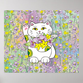 Póster Spring Bouquet Maneki Neko (Gato Suerte)