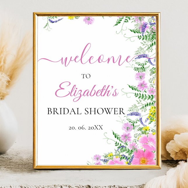 Póster Spring Bridal shower with wildflowers Pink Colors (Subido por el creador)