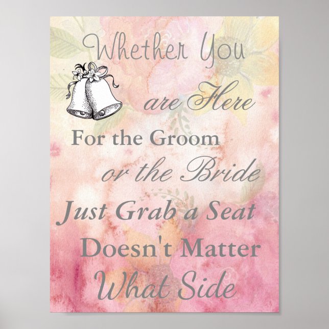 Póster Spring Floral  Wedding Pink Seating Poster (Frente)