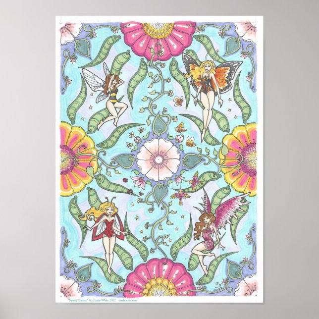 Póster Spring Garden Fairy Bug Fantasy Art Mandala Poster (Frente)