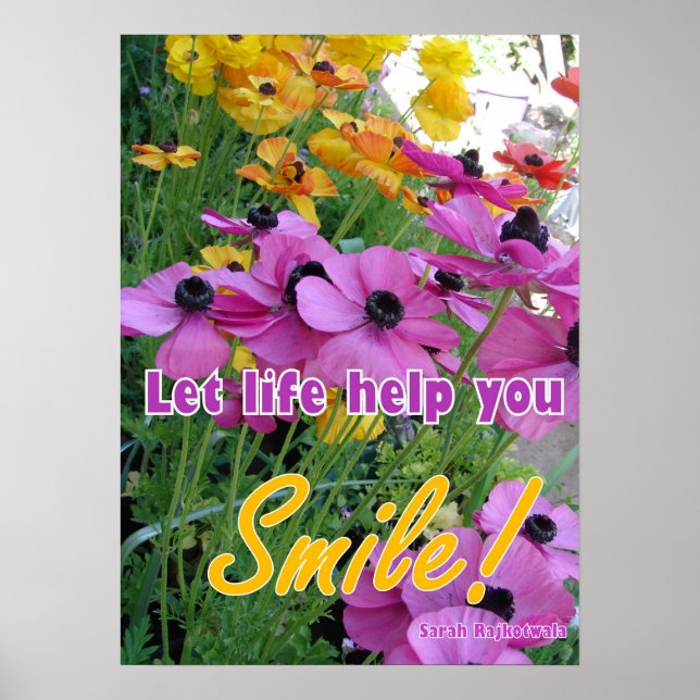 Póster Spring Garden Smile Quote Floral Flowers Poster (Frente)