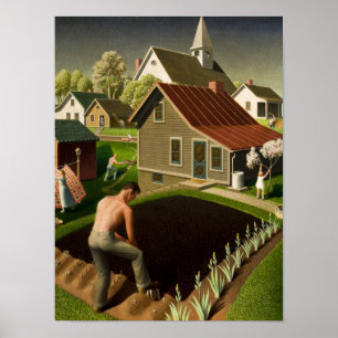Póster Spring in Town, 1941 by Grant Wood