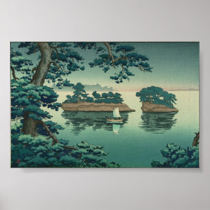 Póster Spring Rain, Matsushima Japanese Waterscape Art