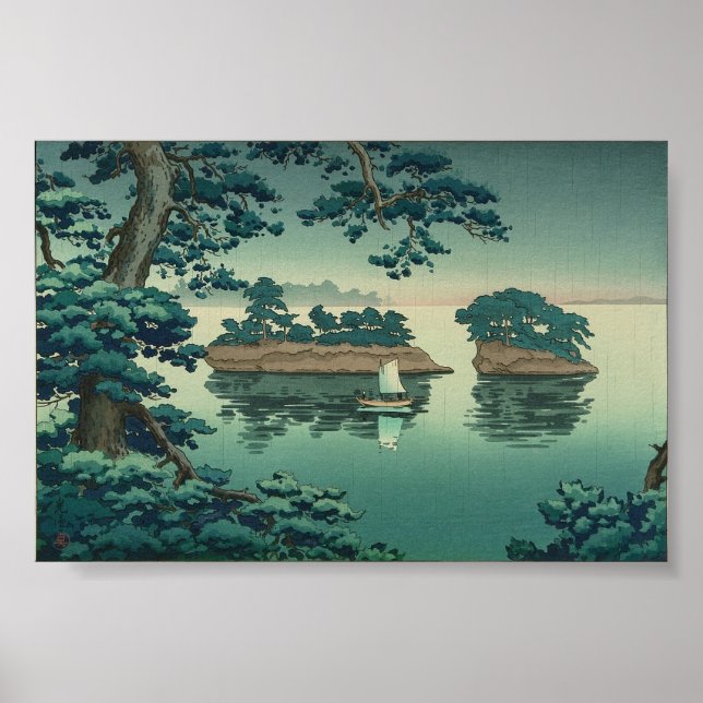Póster Spring Rain, Matsushima Japanese Waterscape Art (Frente)