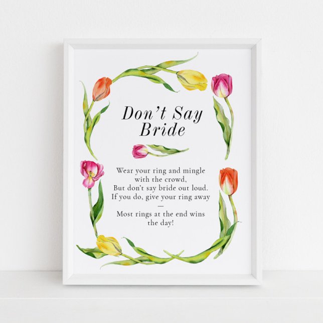 Póster Spring Tulip Don't Say Bride Bridal Shower Game (Subido por el creador)