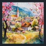 Póster Spring Village<br><div class="desc">A Watercolour Village in Springtime</div>
