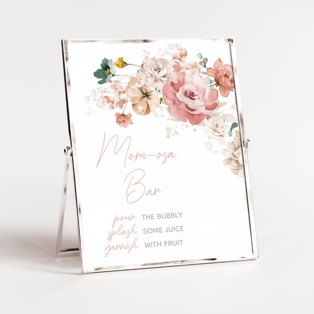 Póster Spring Wildflower Baby Shower Mom Osa Bar (Summer Floral Baby Shower Mom Osa Bar Sign)