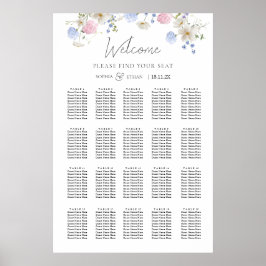 Póster Spring Wildflowers Purple Wedding Seating Chart