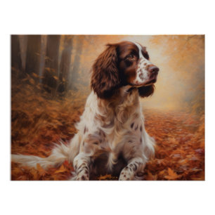 Póster Springer Spaniel en otoño se inspira en las hojas 