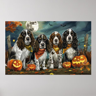 Póster Springer Spaniel Halloween Espeluznante