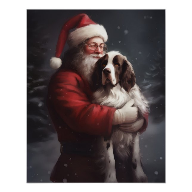 Póster Springer Spaniel Santa Claus Festivo Navidad (Anverso)