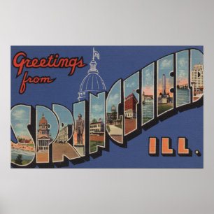 Póster Springfield, Illinois - Large Letter Scenes