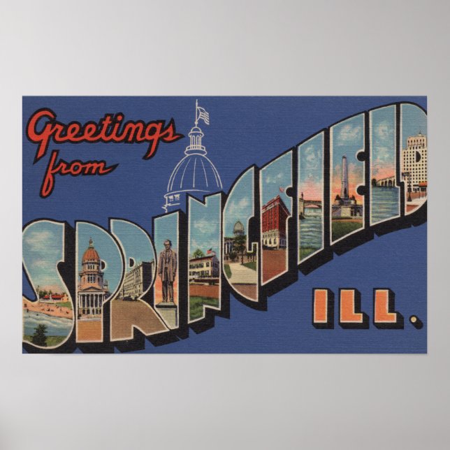 Póster Springfield, Illinois - Large Letter Scenes (Frente)