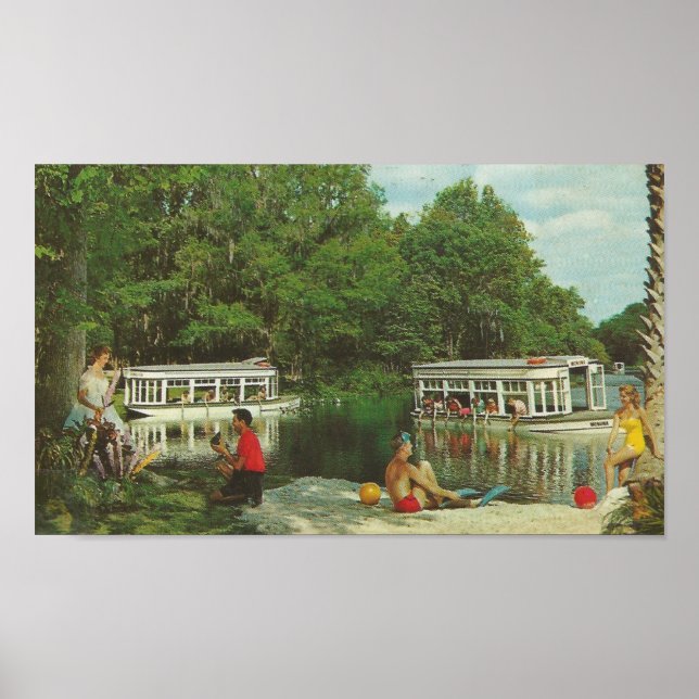 Póster Springs plateados 1960, Florida ~ Boats Inferiores (Frente)