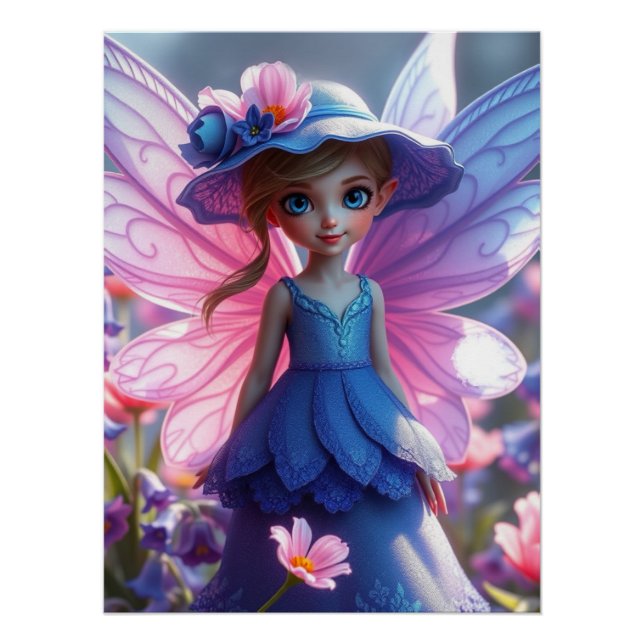 Póster Springtime Bluebell Fairy Art (Anverso)