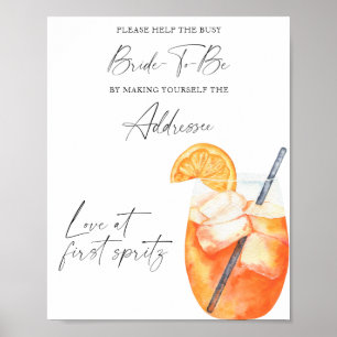 Póster Spritz nupcial - ayuda a la novia ocupada Direcció