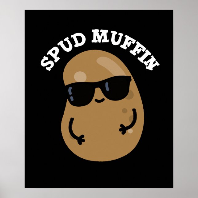 Póster Spud Muffin Gracioso Potato Pun Dark BG (Frente)