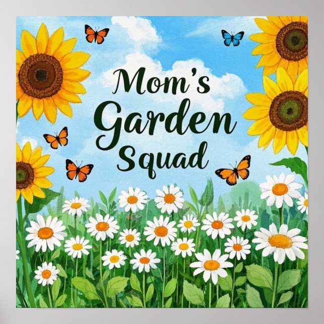 Póster Squad de flores de jardín de mamá baila mariposas (Frente)
