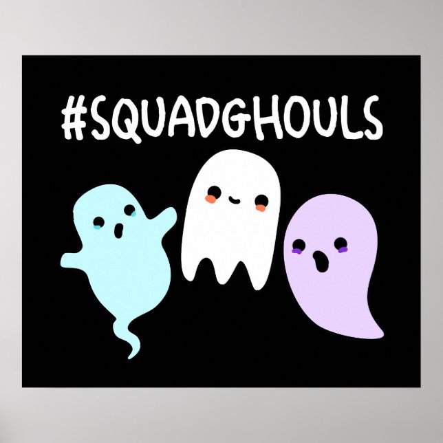 Póster Squad Ghouls Funny Halloween Ghost Pun Dark BG (Frente)