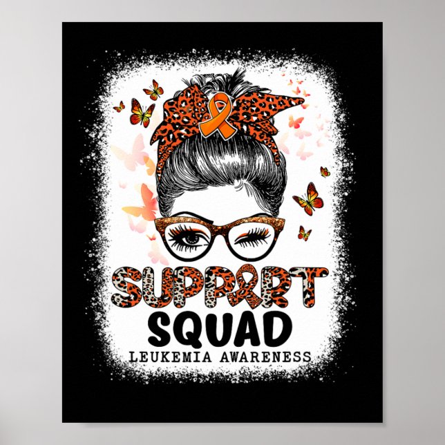 Póster Squad Messy Bun Butterfly Naranja Ribbon Leukemia (Frente)