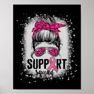 Póster Squad Messy Bun Guerrero Rosa Cáncer de Mama